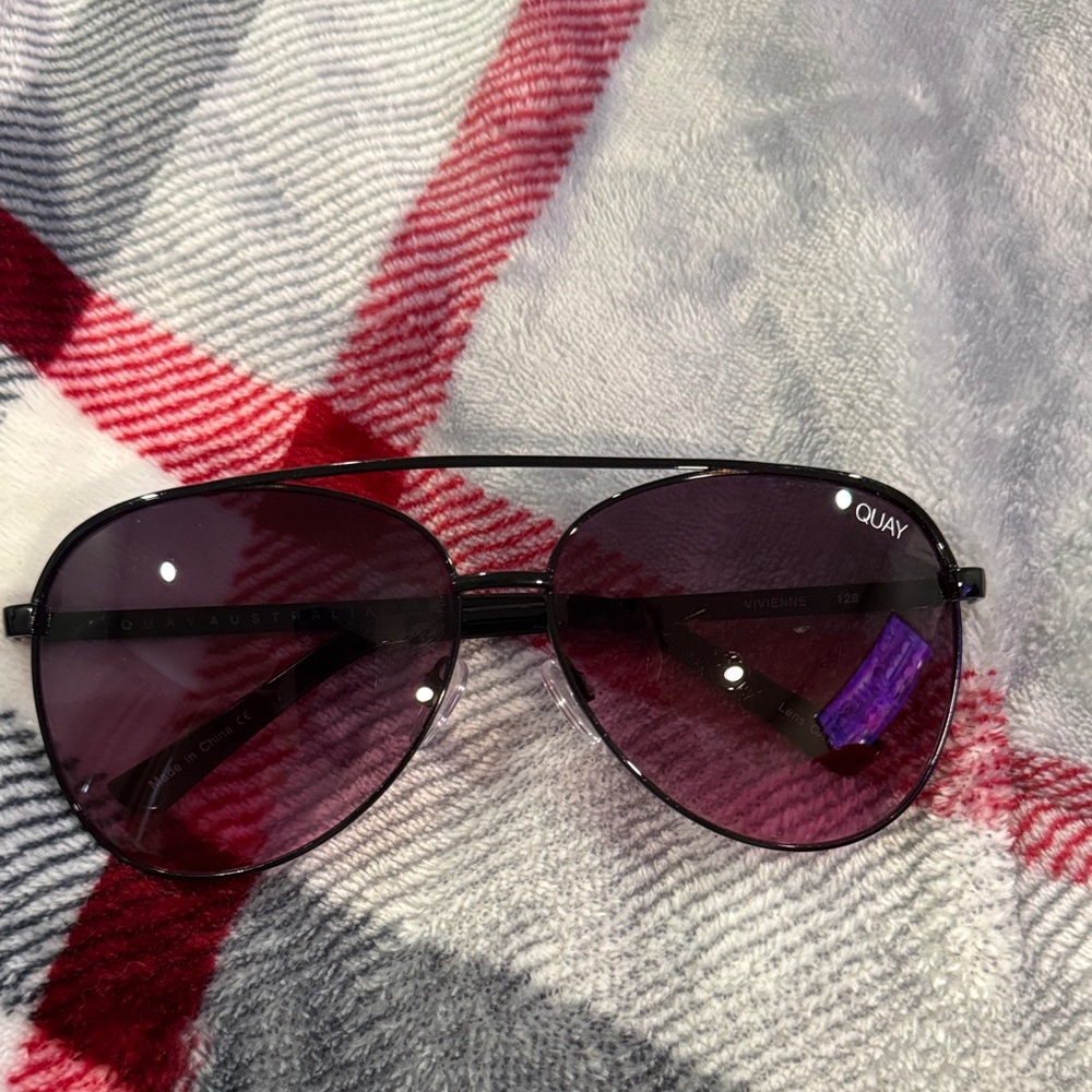 Quay Australia Burgundy Aviator Sunglasses